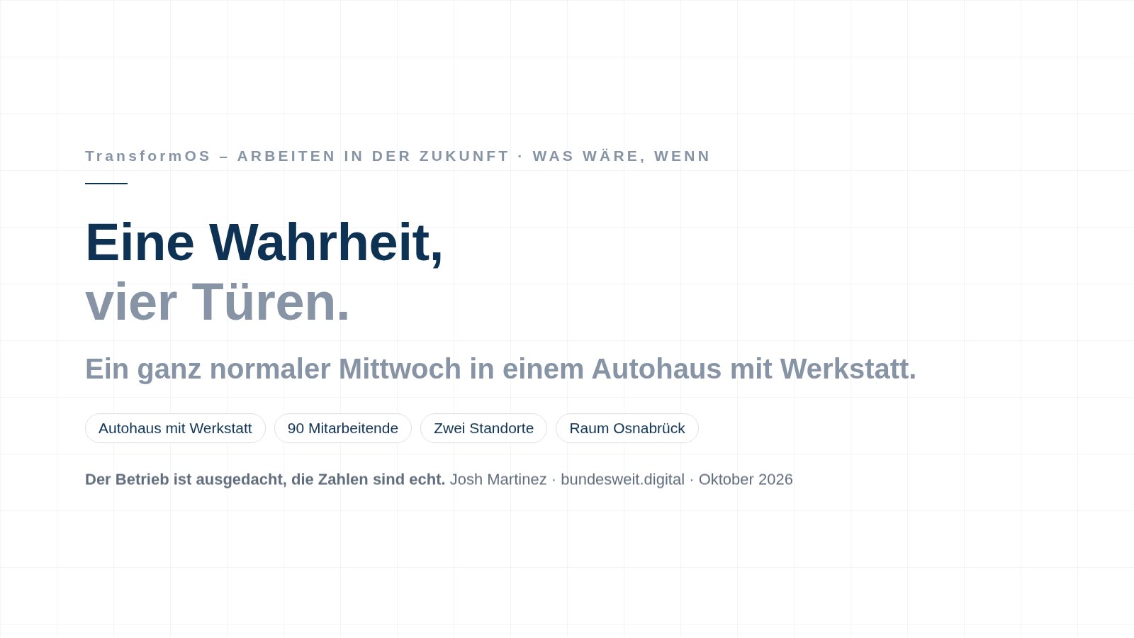 Titelfolie der Vision: Eine Wahrheit, vier Türen