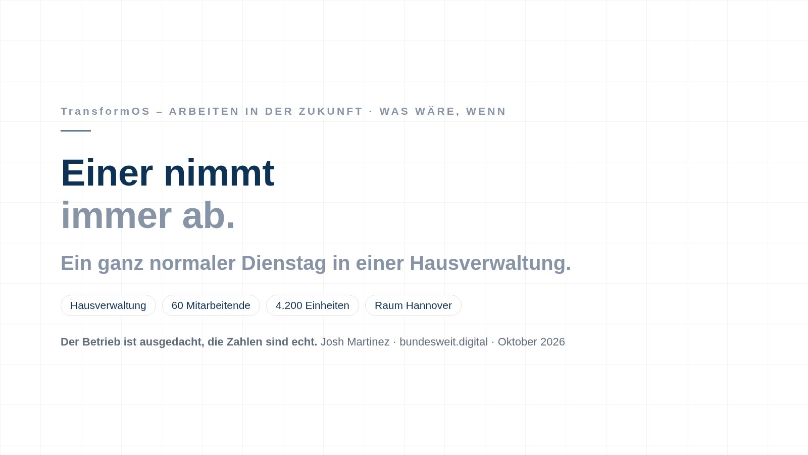 Titelfolie der Vision: Einer nimmt immer ab
