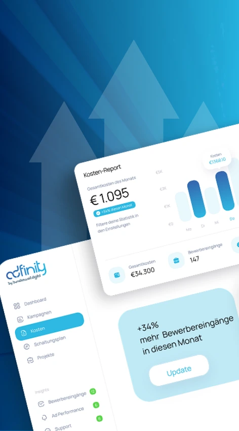 adfinity ist dein KI-gestütztes Anzeigen-Tool für mehr Bewerbungen und Leads. Ideal für alle, die Social Media Kampagnen einfach und effizient schalten wollen und dabei auf datenbasierte Entscheidungen setzen.